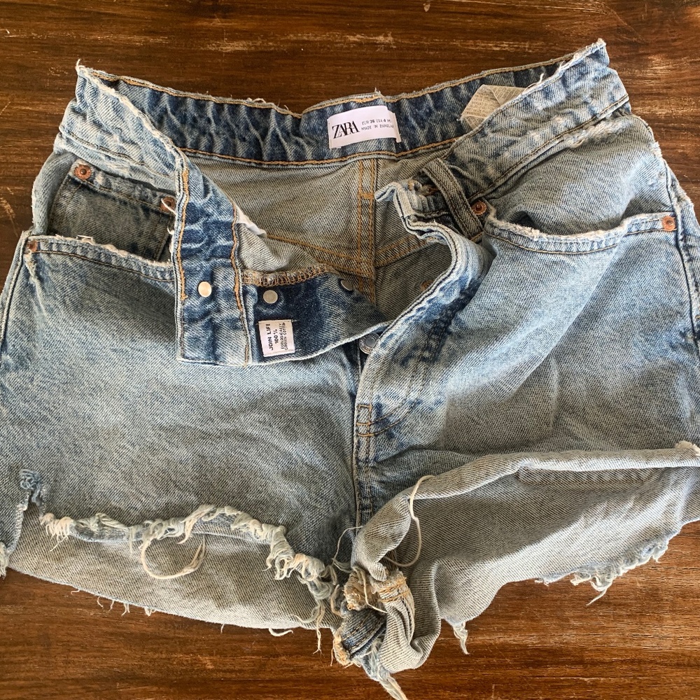 Zara high rise denim shorts